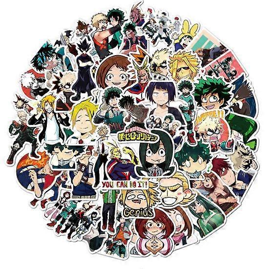 50Pcs αυτοκόλλητα Anime My Hero Academia εκτύπωση αποσκευών διακόσμηση αδιάβροχα κινούμενα σχέδια αφαιρούμενα DIY αυτοκόλλητα για το φορητό υπολογιστή