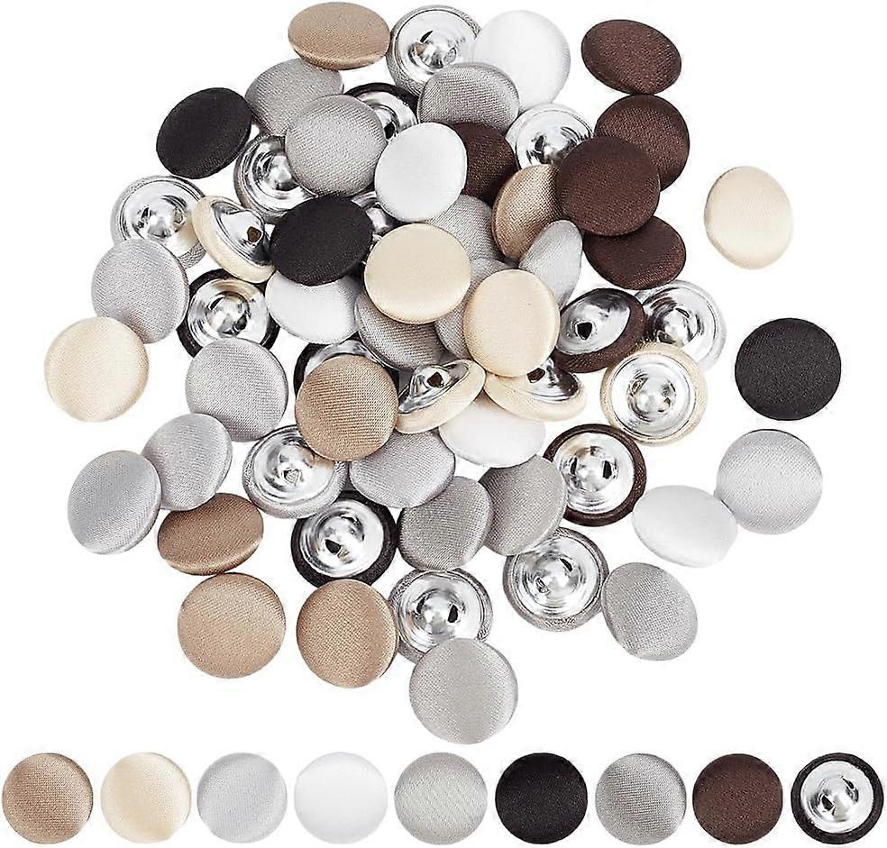 64pcs Sewing Shank Buttons 8 Colors Satin Covered Buttons Cloth with Aluminum Buttons 12mm Suit Buttons Flat Round Buttons for Craft Tuxedo Suits Gown