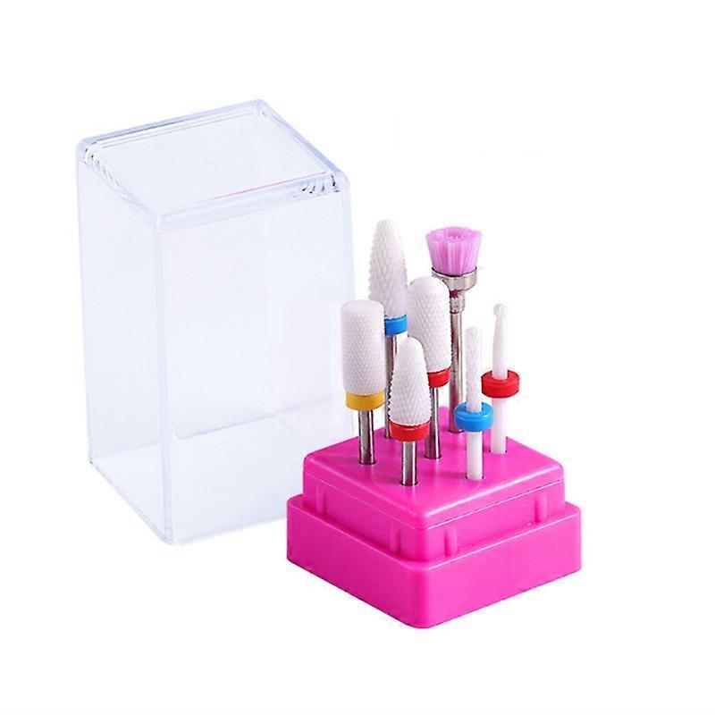 7pcs Nail Drill Bits Set In Box Rainbow Tungsten Carbide/ceramic Manicure Machine Accessories