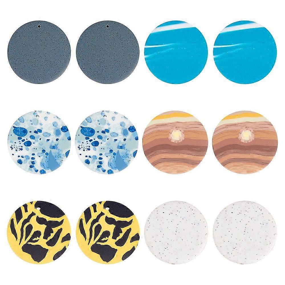 DIY Jewelry Making Finding Kit Including Unfinished Polymer Clay Flat Round Pieces & Pendants & Beads Mixed Color 12Pcs/box