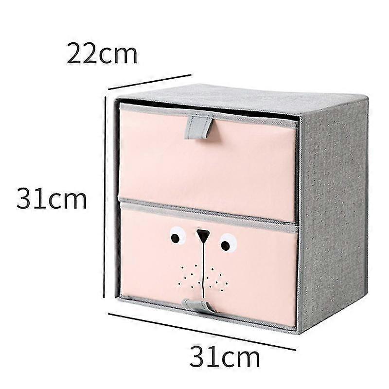 2 Rutnät Infällbar låda Box Tyg Klädlåda Artefakt Med lock Kläder Underkläder Låda Box