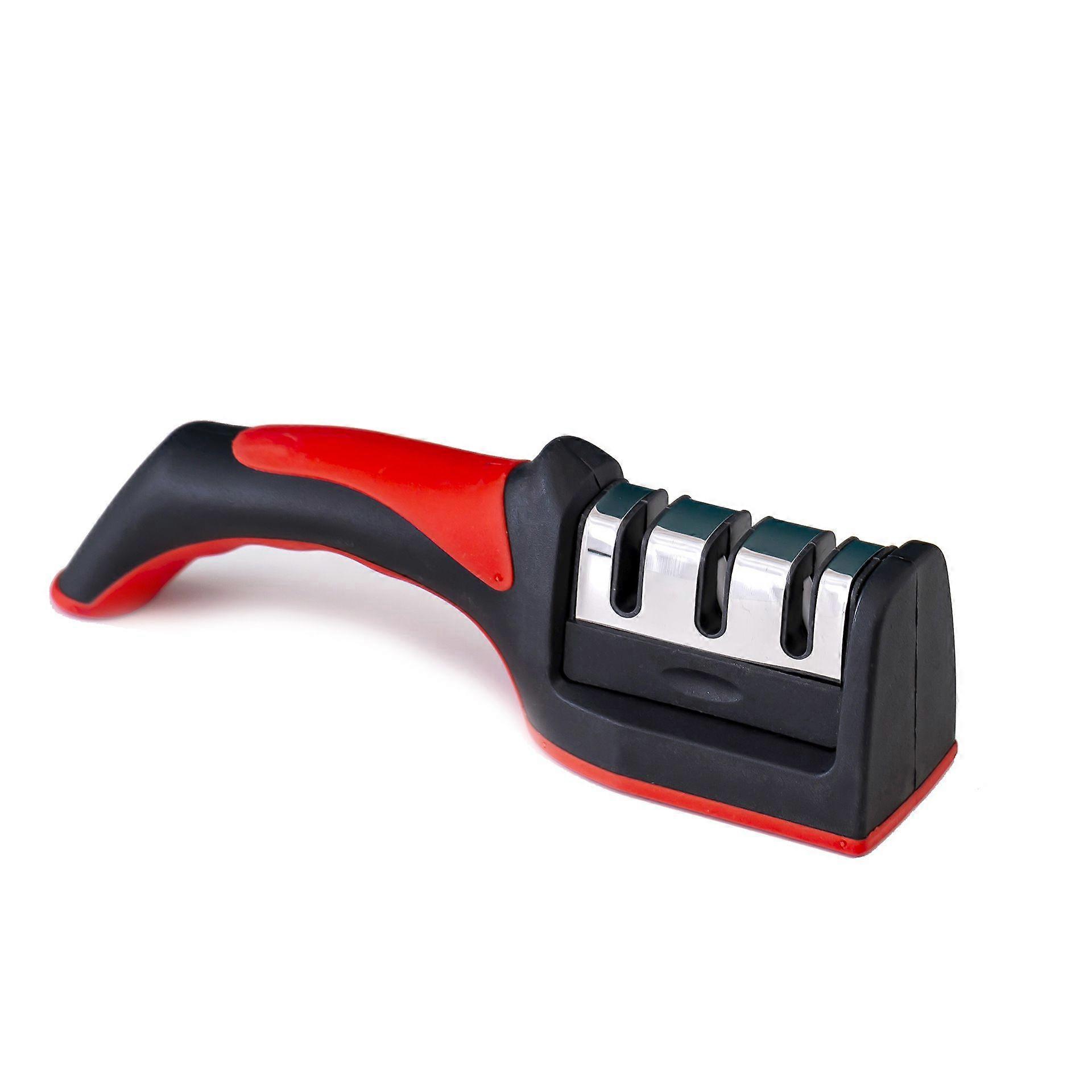 Kitchen 3-section knife sharpener household multi-functional handheld three-purpose black red sharpening stone kitchen tools