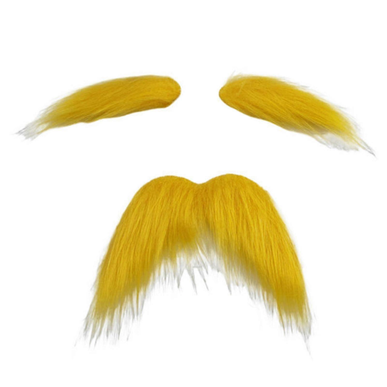 Hauskat keltaiset herrasmiehen viikset ja kulmakarvat - 3-osainen itseliimautuva pukurekvisiitta naamiaisiin, pukeutumiseen ja cosplayhin