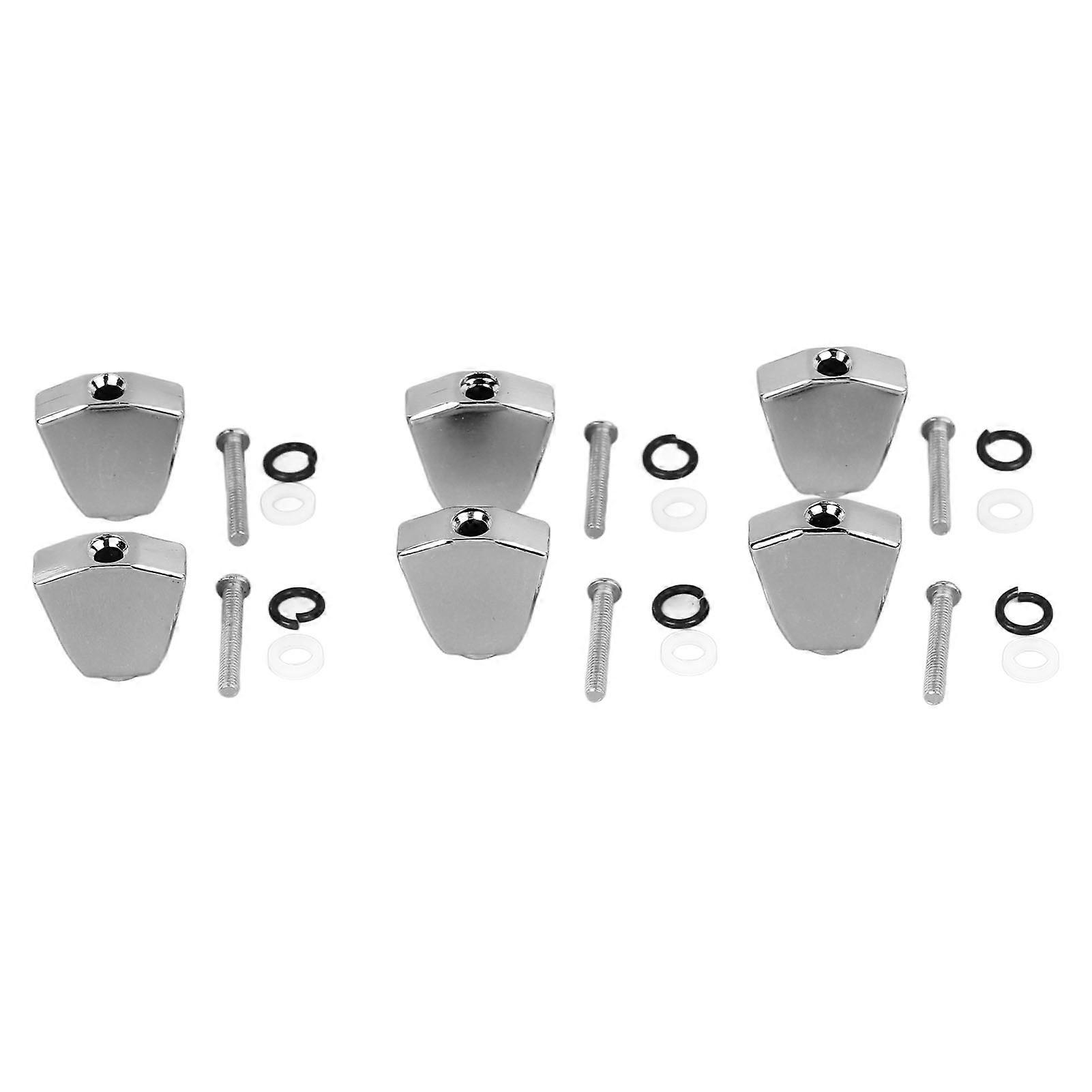 6PCS Guitar Tuner Machine Handle Tuning Key Button Head Metal Guitar Tuning Peg Button Silver
