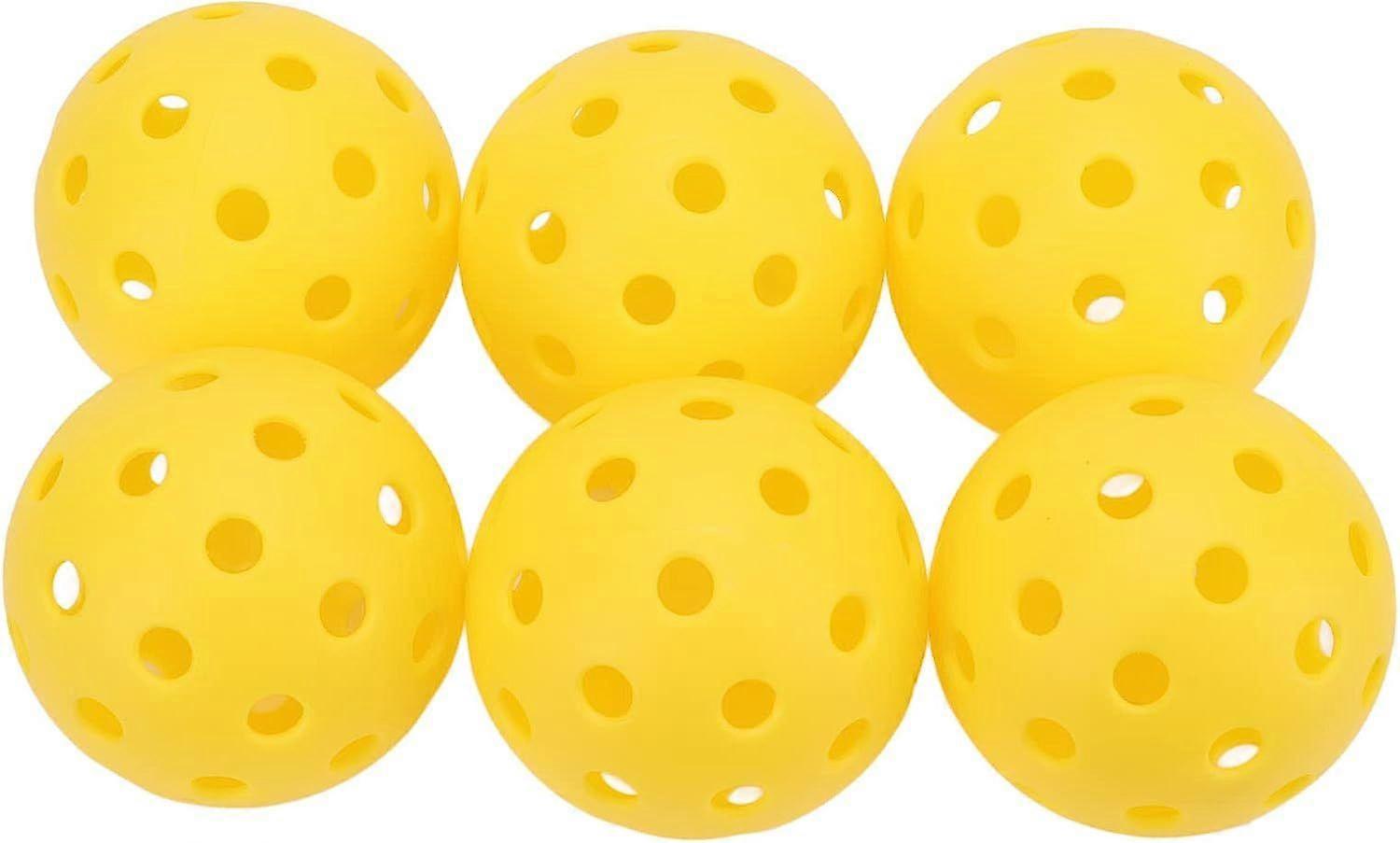 6pcs/Set Plastic Pickleball Set with Holes Hollow Yellow Standard Outdoor