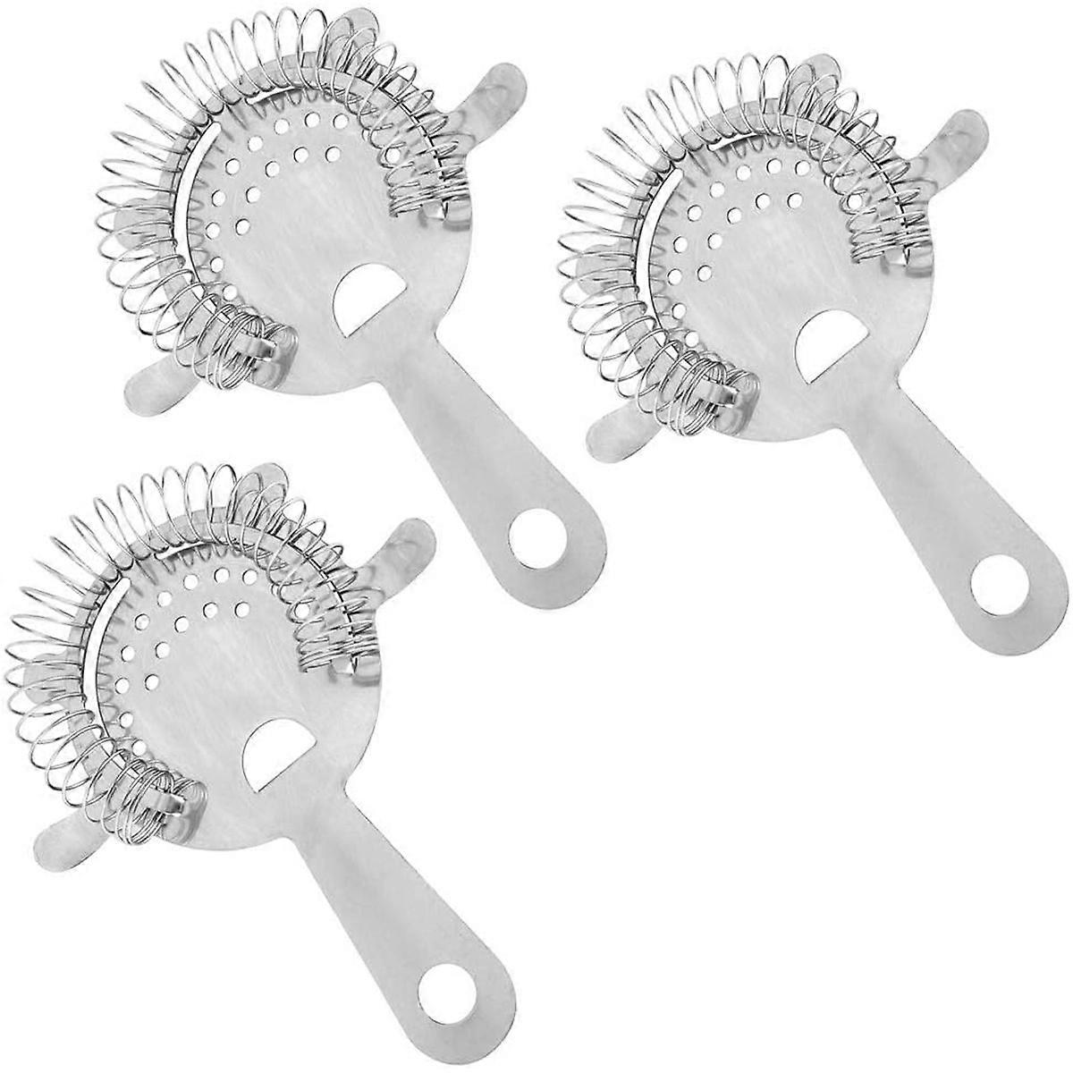 3-pack cocktail strainers with 100 spring wires for bartenders