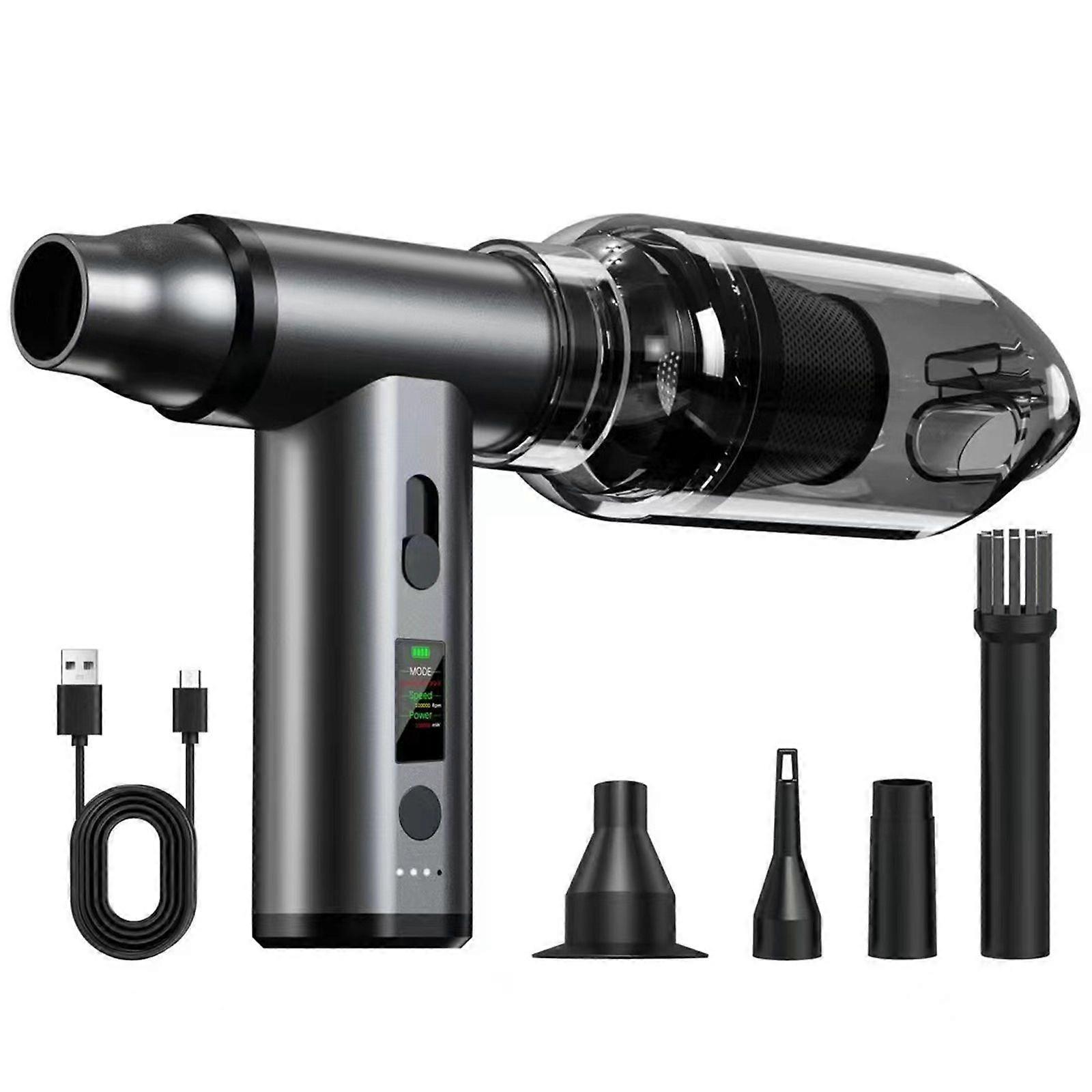 Compressed Air Duster, 4000mAh Rechargeable Cordless Vacuum Cleaner with Dust Cup Portable Electric Duster for Computer Keyboard, Car, Pet, House MK88