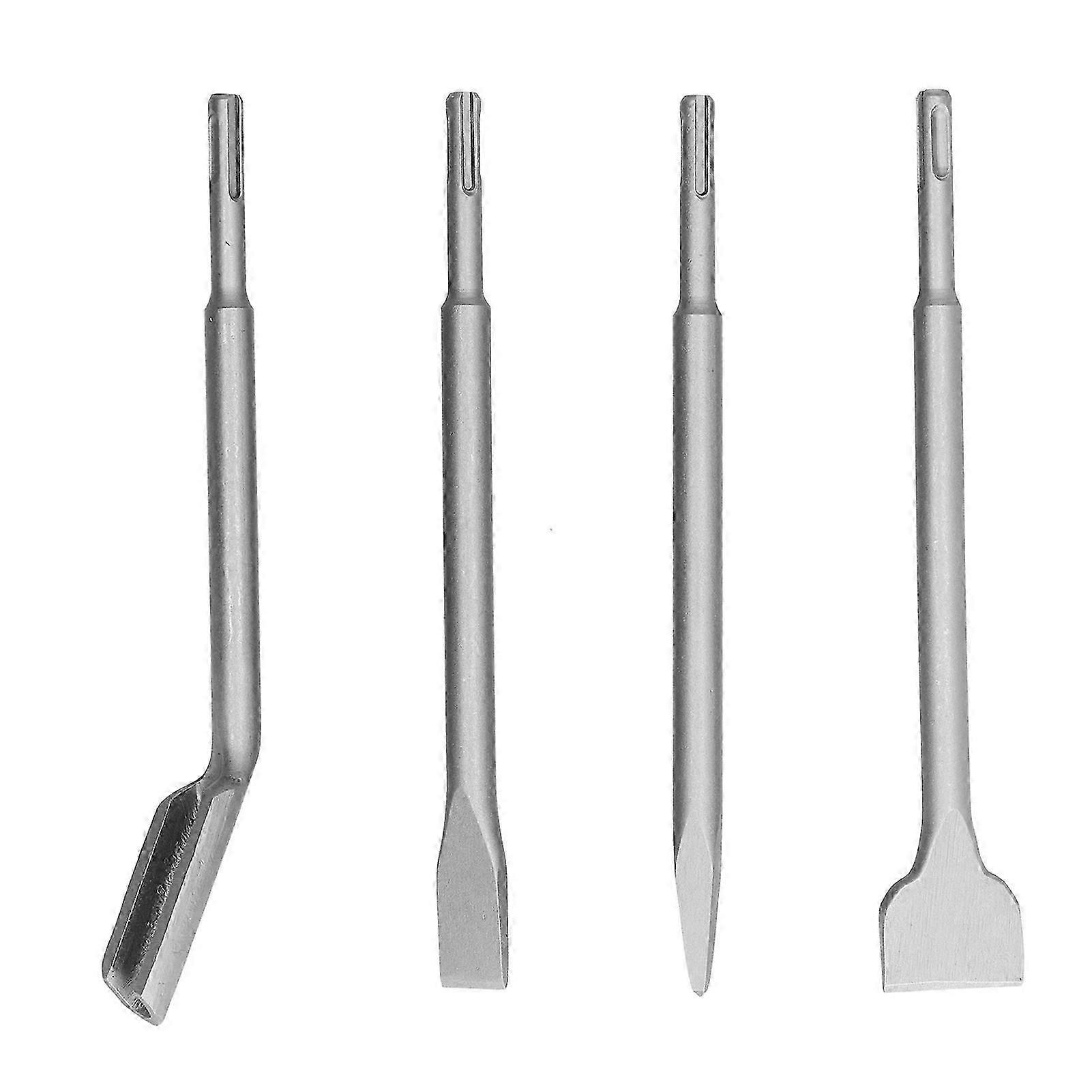 4PCS Chisel Hammer Drill Bits Concrete Hammer Bits Set Includuing Flat Chisel Point Chisel and Gouge Chisel