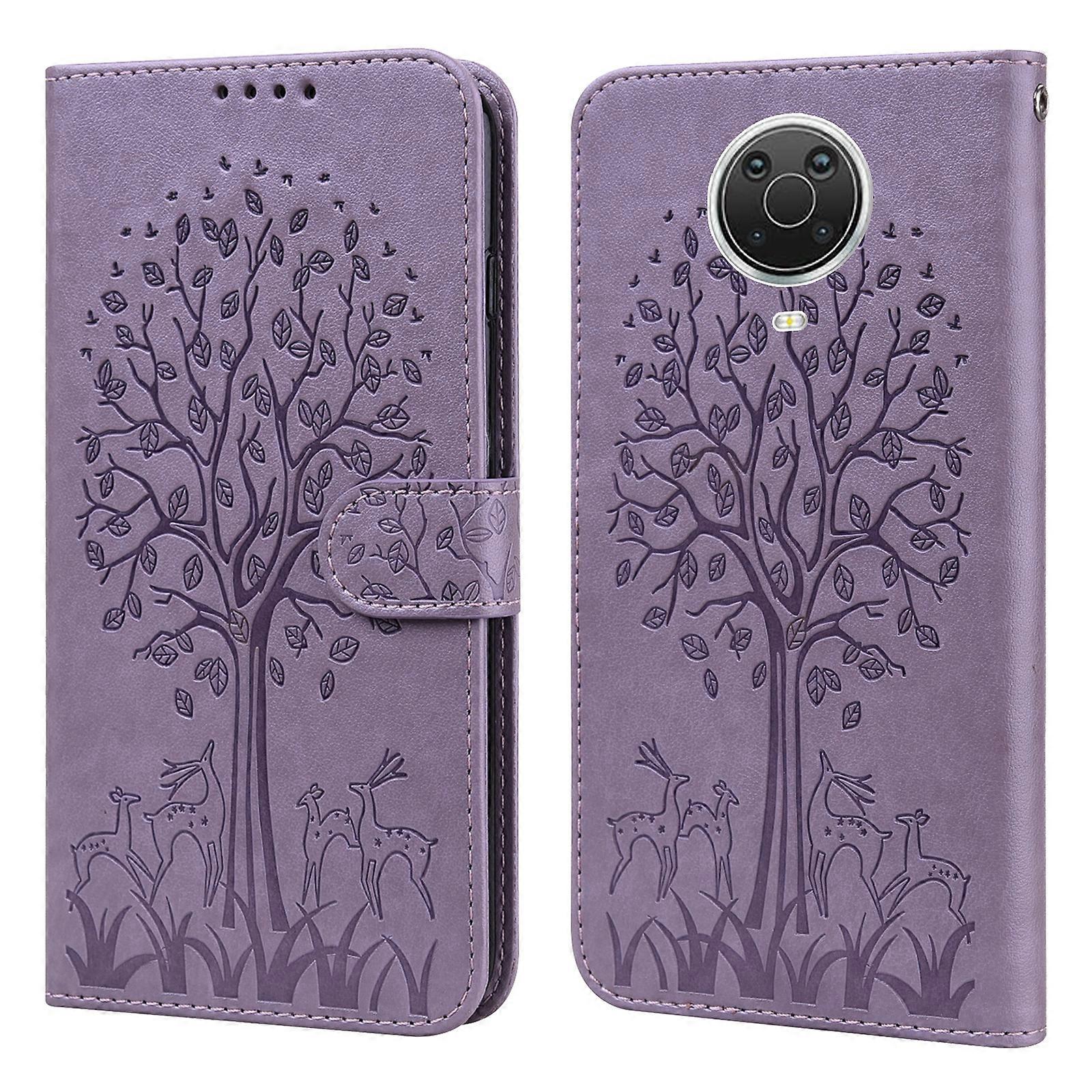 For Nokia G20 / G10 / 6.3 Tree & Deer Pattern Pressed Flip Leather Phone Case