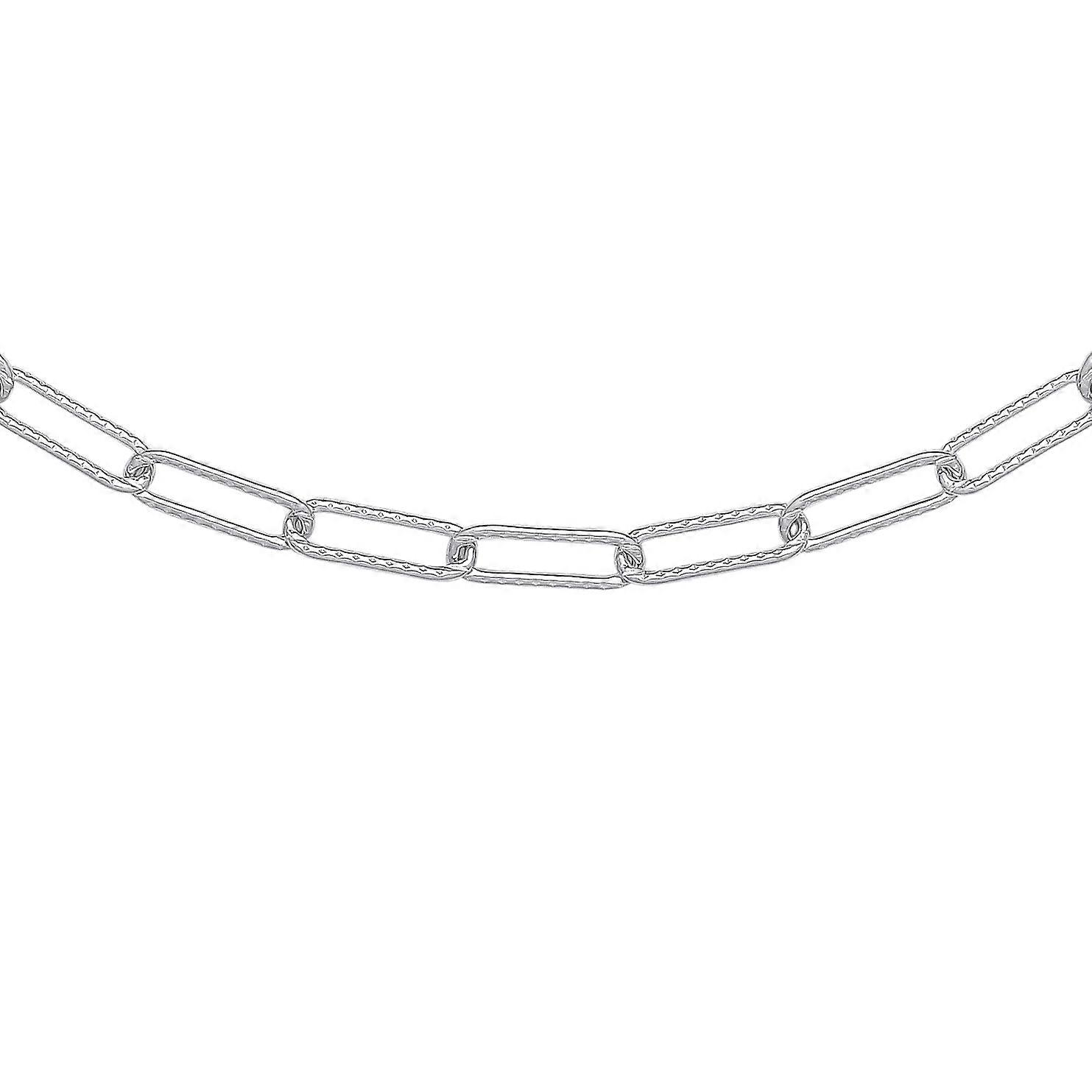 Jewelco London 女士镀铑纯银锤状纸夹药丸链项链 4mm 16 + 2 英寸