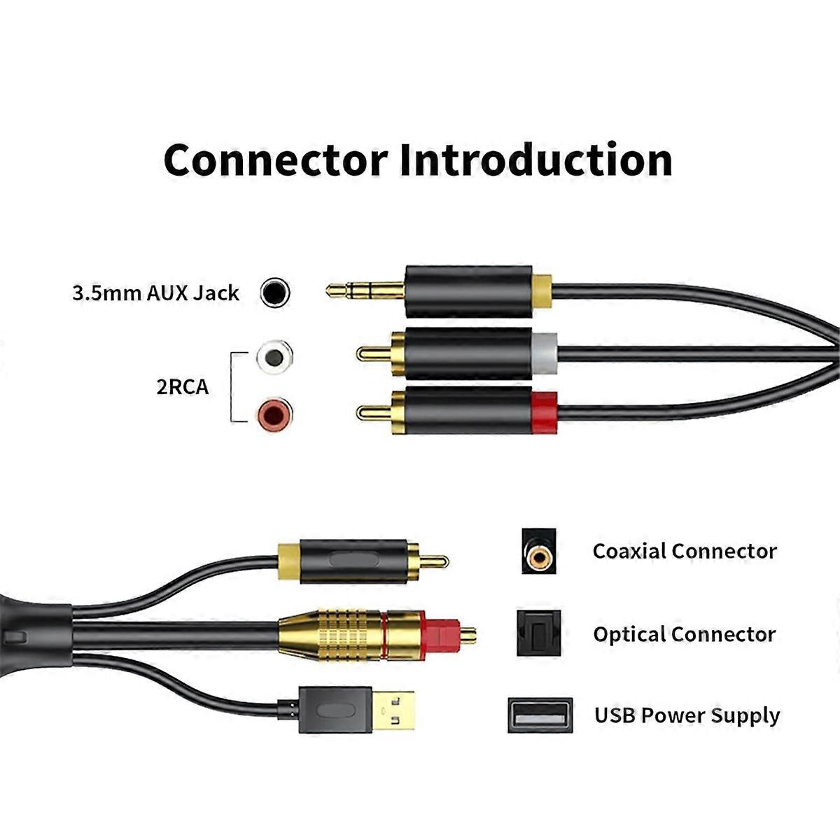 Digital Optical to Analog 3.5mm AUX Audio Cable Optical to Adapter Coaxial to Stereo L/R Audio Amplifier, 5 Meter