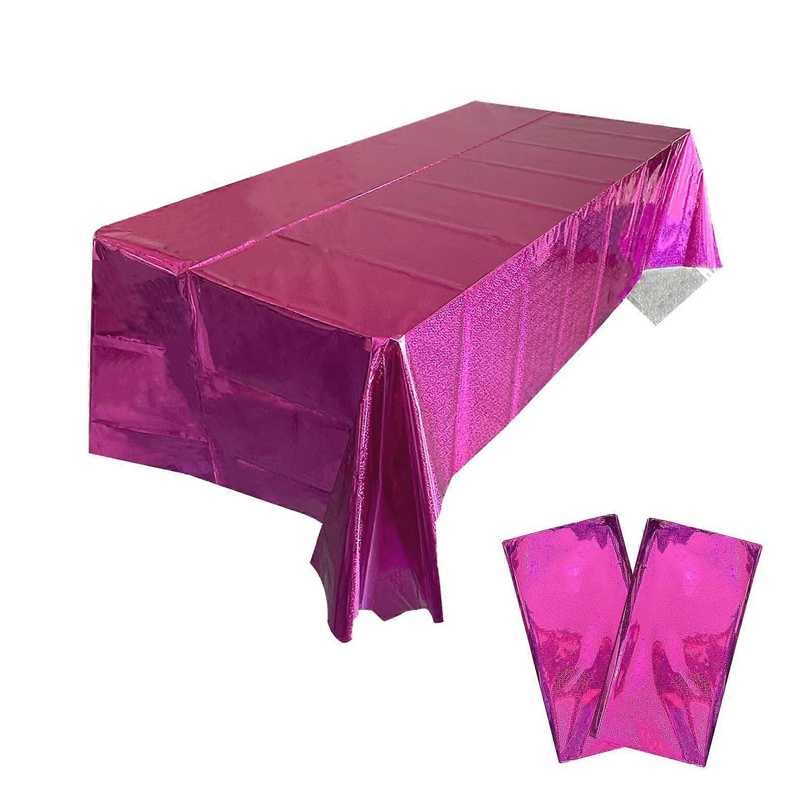 Iridescent Disposable Tablecloths 2 Pack Rectangular 54 x 108 Inches Holographic Glitter Party Covers