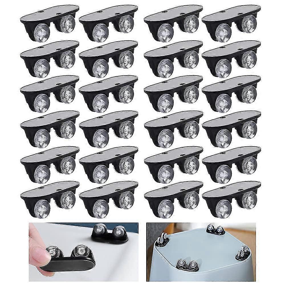 24 Pieces Self Adhesive Wheels Small Caster Wheels Mini Rolling Caster Paste Plastic Sticky Caster