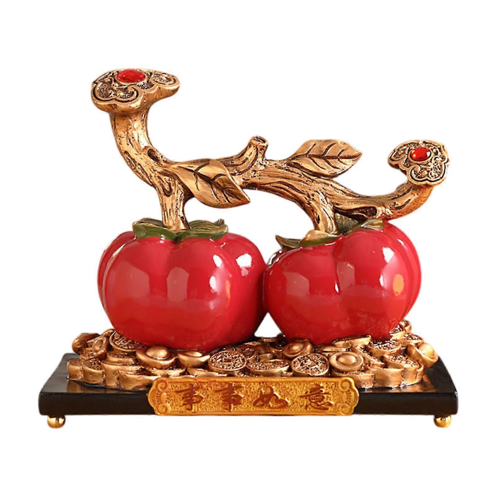 Persimmon Resin Statue Gift Handmade Bookshelf Festival Fengshui Ornament