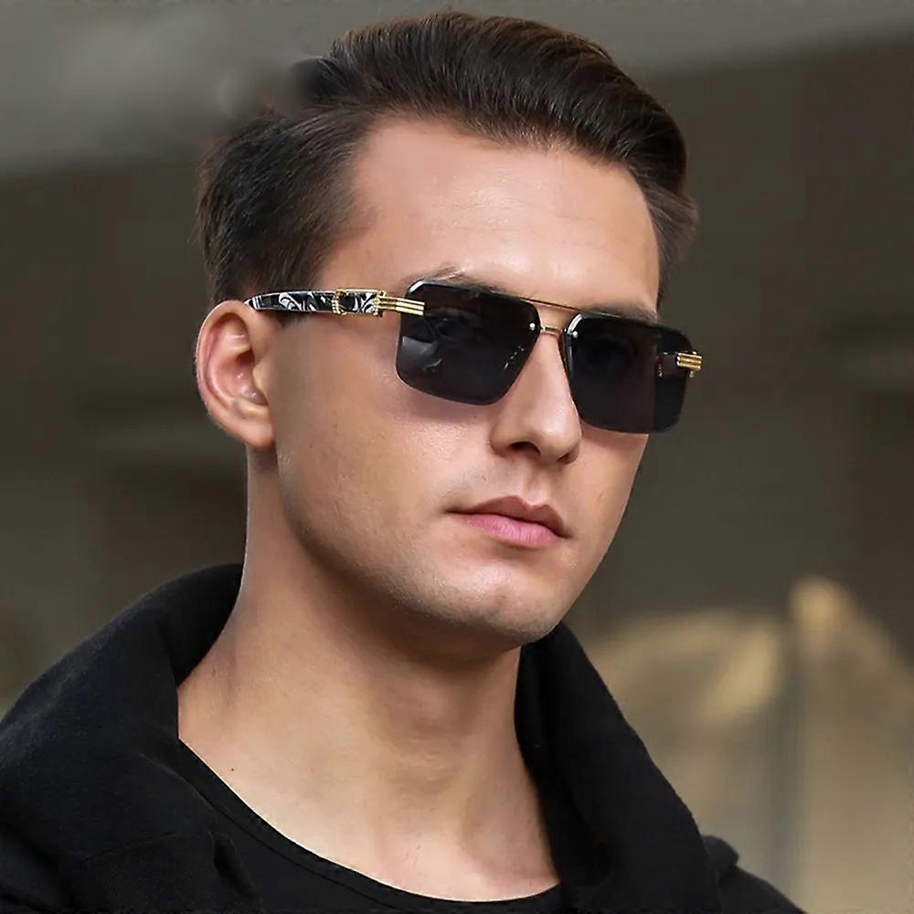 Men's 2025 Sunglasses with Black and White Pattern on the Temples