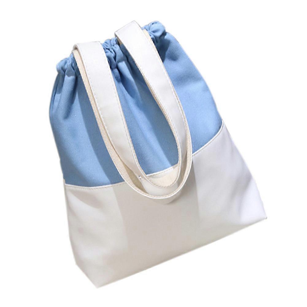 Women Drawstring Closure Bag Canvas Single Shoulder Bag Contrast Solid Color Pattern