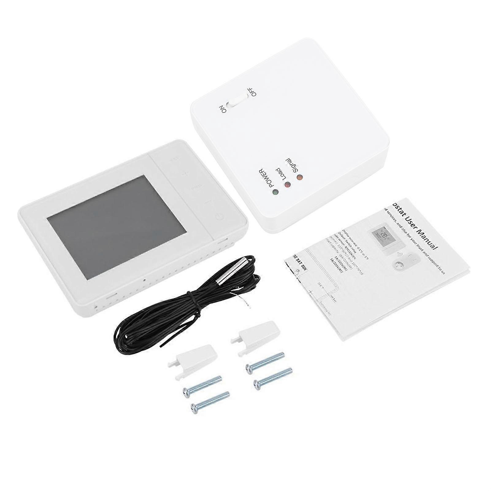 Programmable Wireless Thermostat Digital LCD Display Room Temperature Controller White