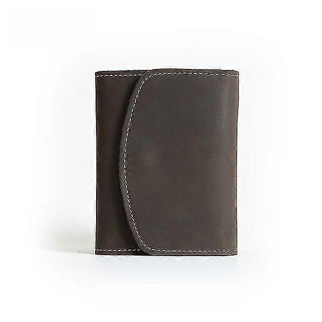 محفظة صغيرة من الجلد الأصلي للرجال مع جيب بسحاب - بني غامق