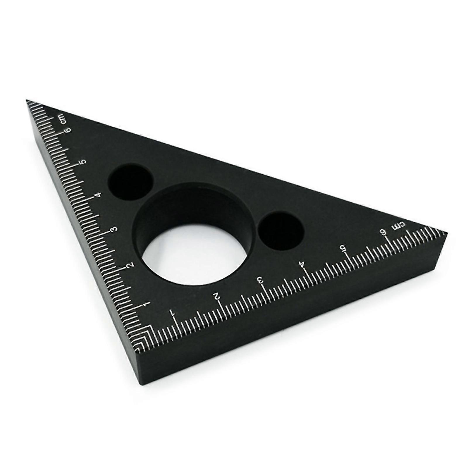Right Angle Ruler 45/90 Degree Small Aluminum Triangles Ruler with Metric Scales Machinist Carpenter Woodworking Tool Black