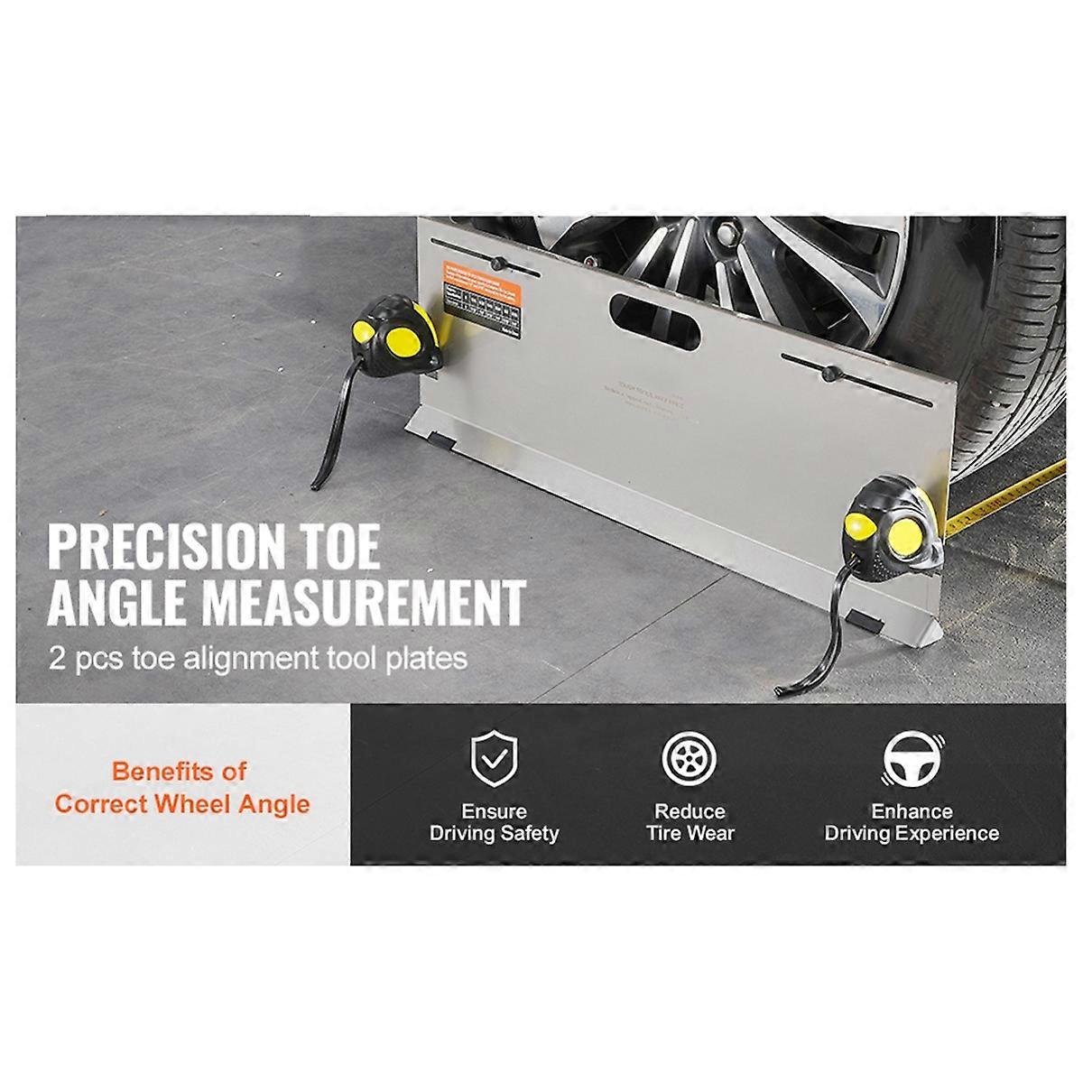 Wheel Alignment Tool Alignment Tool Toe Plates with 2 Measuring Tapes Toe Angle Measurement Tool Plate