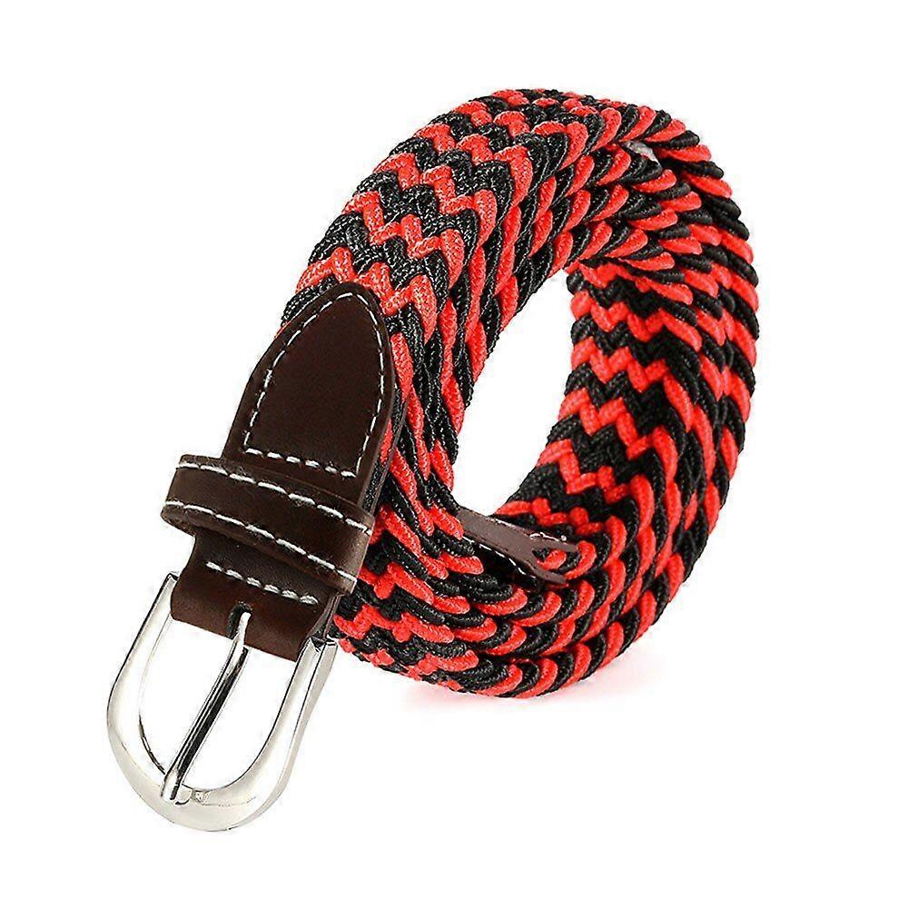 Solid color women's canvas belt - red and black (clip tail)