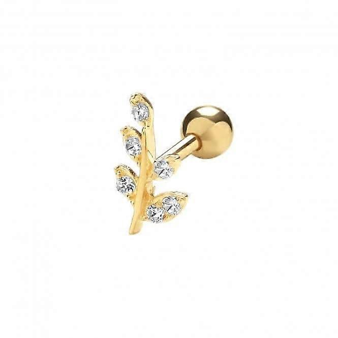 9ct Yellow Gold Zirconia Leaf Cartilage 6mm Post Stud ES978