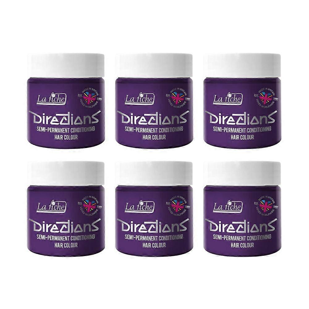 6 x La Riche Directions Semi-Permanent Hair Color 100ml Tubs - Violet
