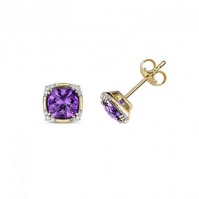 Diamond Amethyst Stud Earrings ED273A