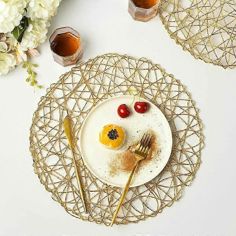 Wipeable Heat-Resistant Gold Round Placemats