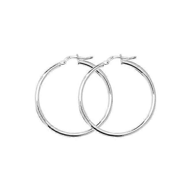 Acotis Silver Hoop Earrings Plain G5280