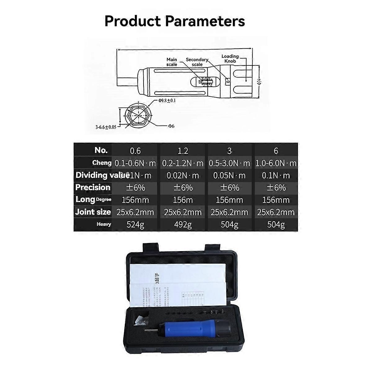 Digital Display Preset Adjustable Torque Screwdriver with 1/4In Drive 4Bits Included with Box Screw