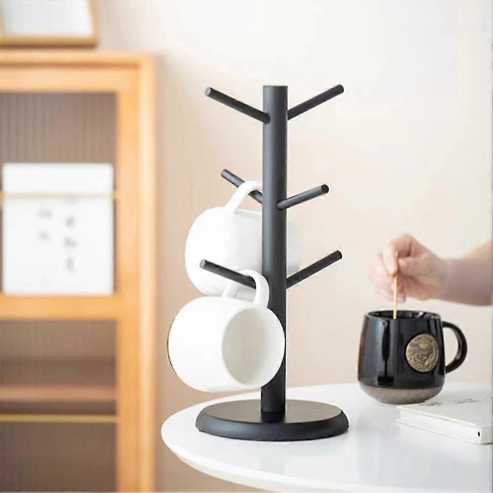 for Countertops Cup Holder with 6 Hooks Black