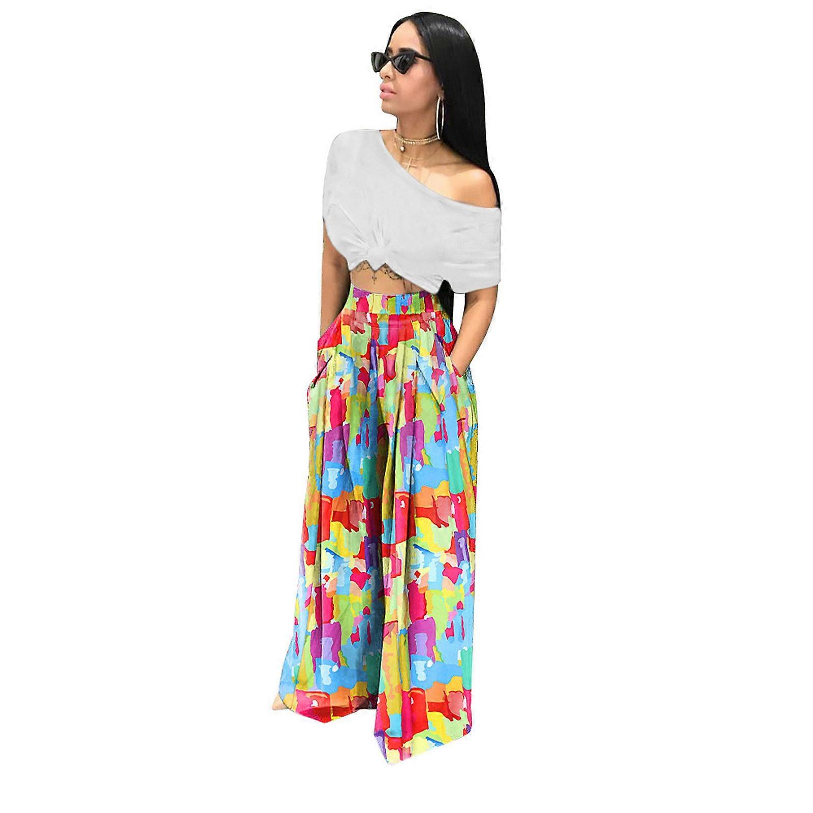 Womens Soft Breathable Pants Casual Elastic Waist Loose Jogger Pants ,Spring Summer Floral Print Thin Pants Yellow XL