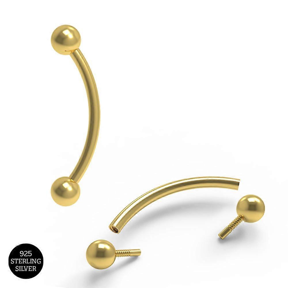 925 Sterling Silver Curved Eyebrow Bar With Ball