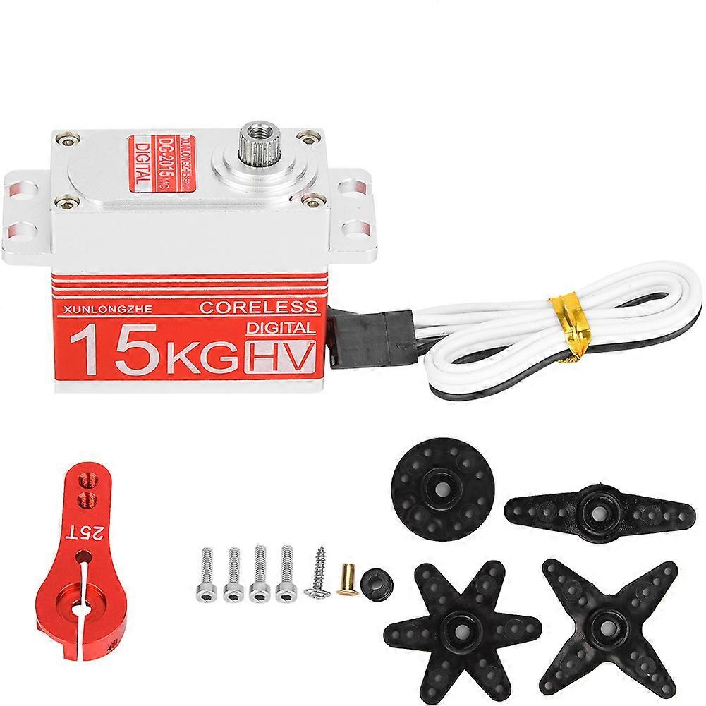15kg Digital Coreless Motor Metal Gear Steering Servo for RC Car (Red)