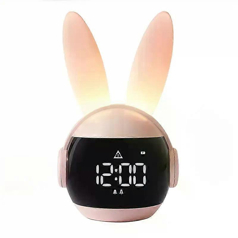 Cute Bunny Alarm Clock for Kids - Rechargeable with Fun Ringtones & Night Light - Perfect Kid Alarm Clock with Snooze Function