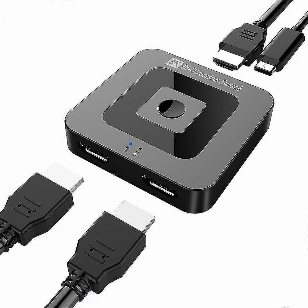 8K 60Hz 4K 120Hz HDMI Splitter Switcher with Bi-Directional 2.1 Support 1x2/2x1 Adapter and 2-in-1 Out Converter for PS4/5 and Xiaomi TV Boxes