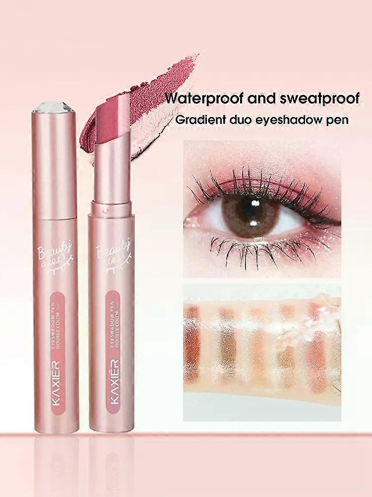 Shibingsheng Gradient two-color eye shadow pen waterproof, sweat proof, not easy to smudge, pearlescent, fine shiny, lazy eye shadow s