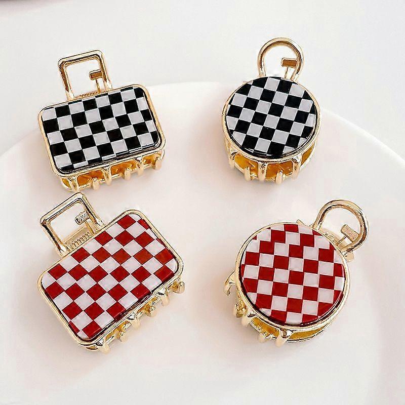 4チェッカーボードハイポニーテールメタル固定グリップクリップ(4モデル)