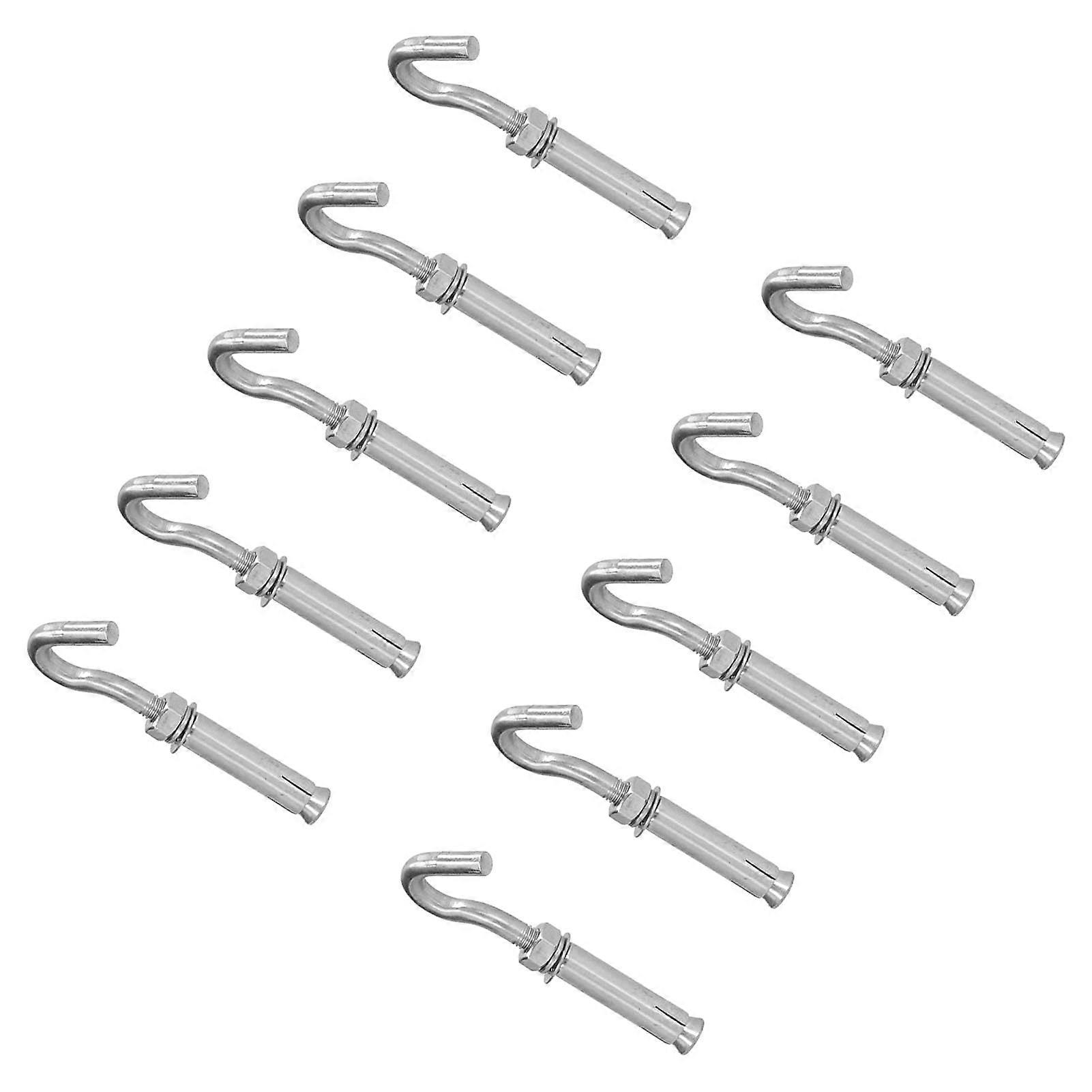 Expansion Bolts, Industrial Fasteners 10Pcs Stainless Steel Open Cup Hooks High Strength Precise Fixation Standard Thread for Cement for Bricks(M10)