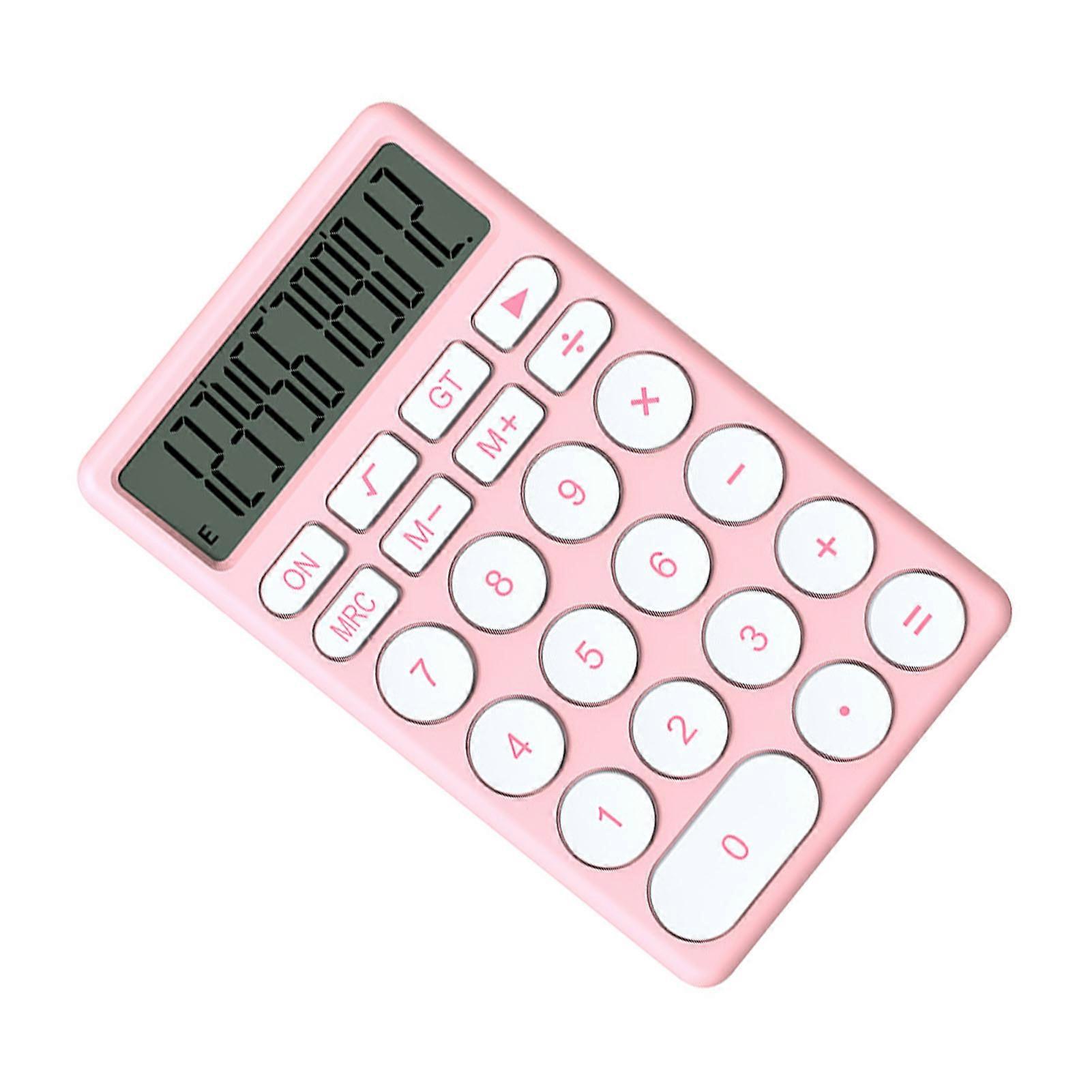 Cartoon Calculator Multifunctional Handheld Small Pocket Calculator with Large Display for Desktop Office School Home Pink 