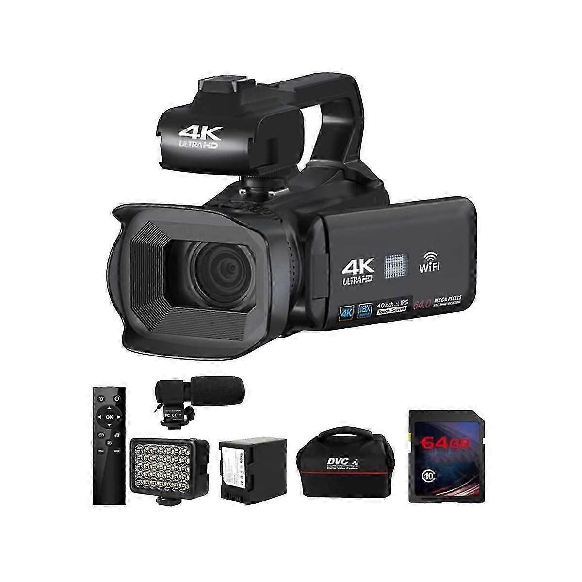 64MP WIFI Caméscope Caméra Enregistreur Vidéo 4K Caméra pour Stream Rotate 4.0 Pouces Écran Tactile Appareil Photo Numérique