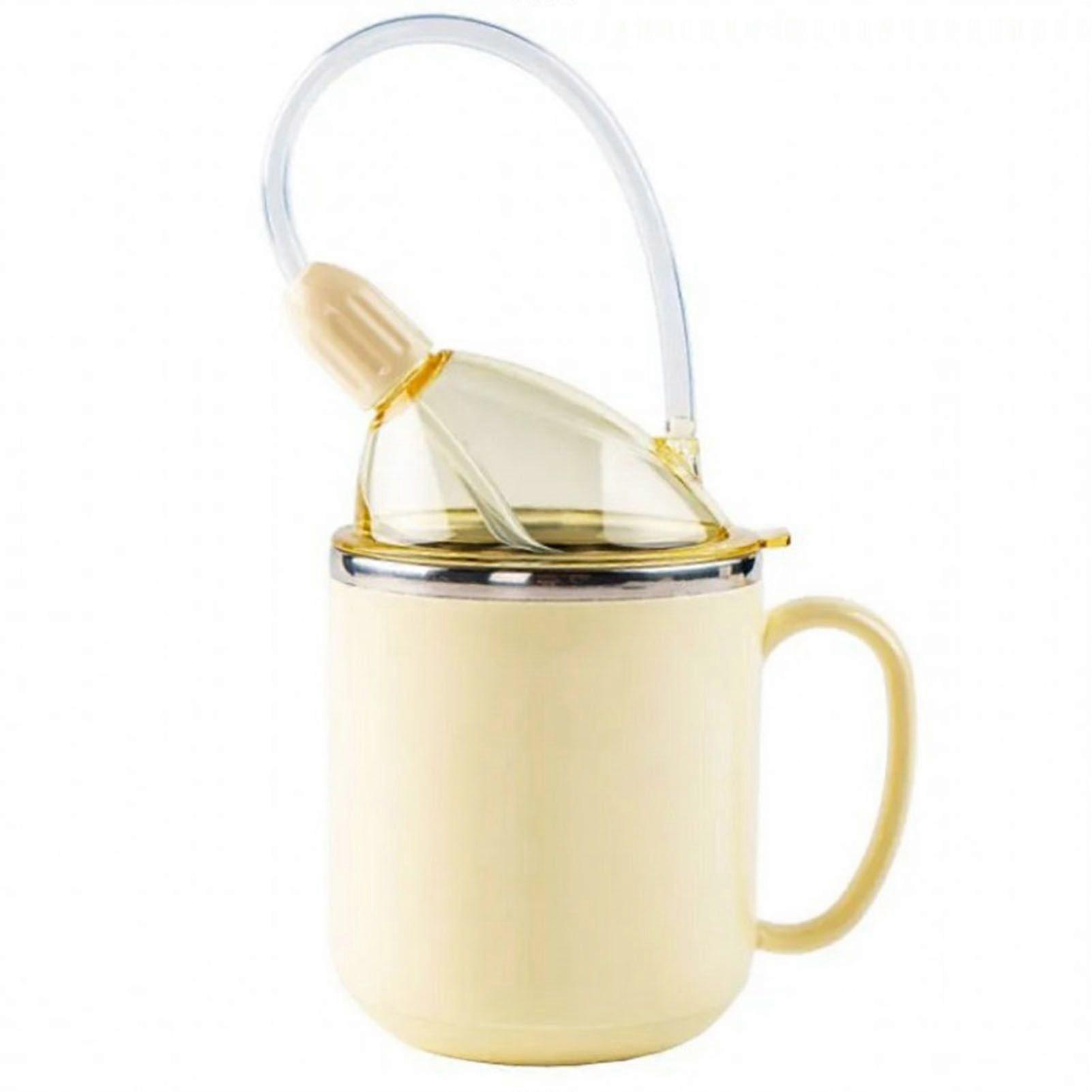 병상에 누워 있는 환자를 위한 빨대가 있는 누출 방지 절연 물병