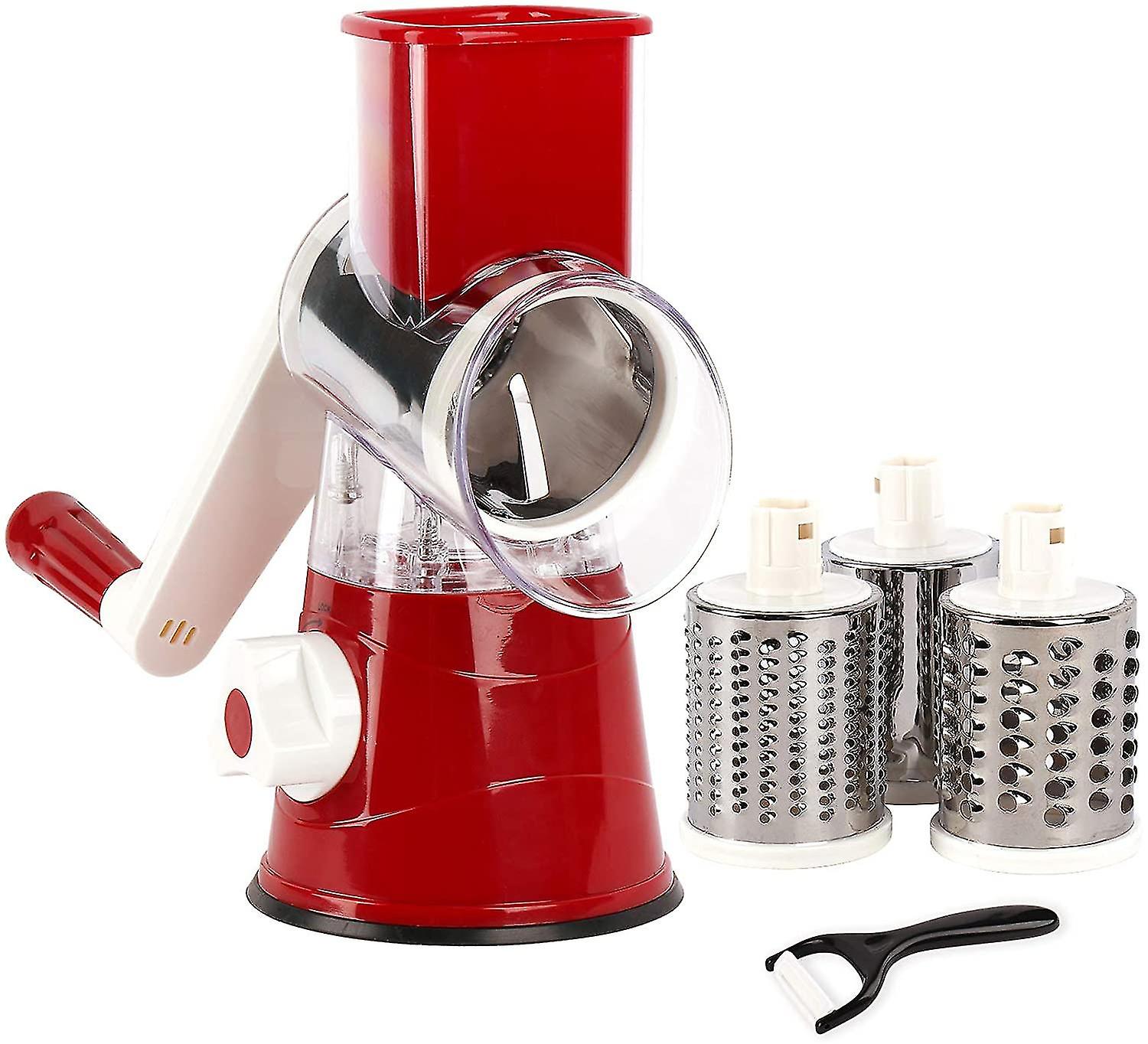 Rotation Käsereibe, Reiben für Küche, Gemüseschneidemaschine Reibe, rot