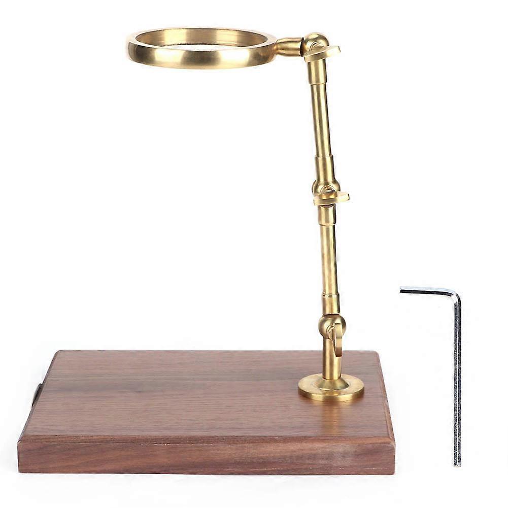 Brass Coffee Filter Cup Holder Filter Rack Stand Shelf with Wood Base Adjustable Height
