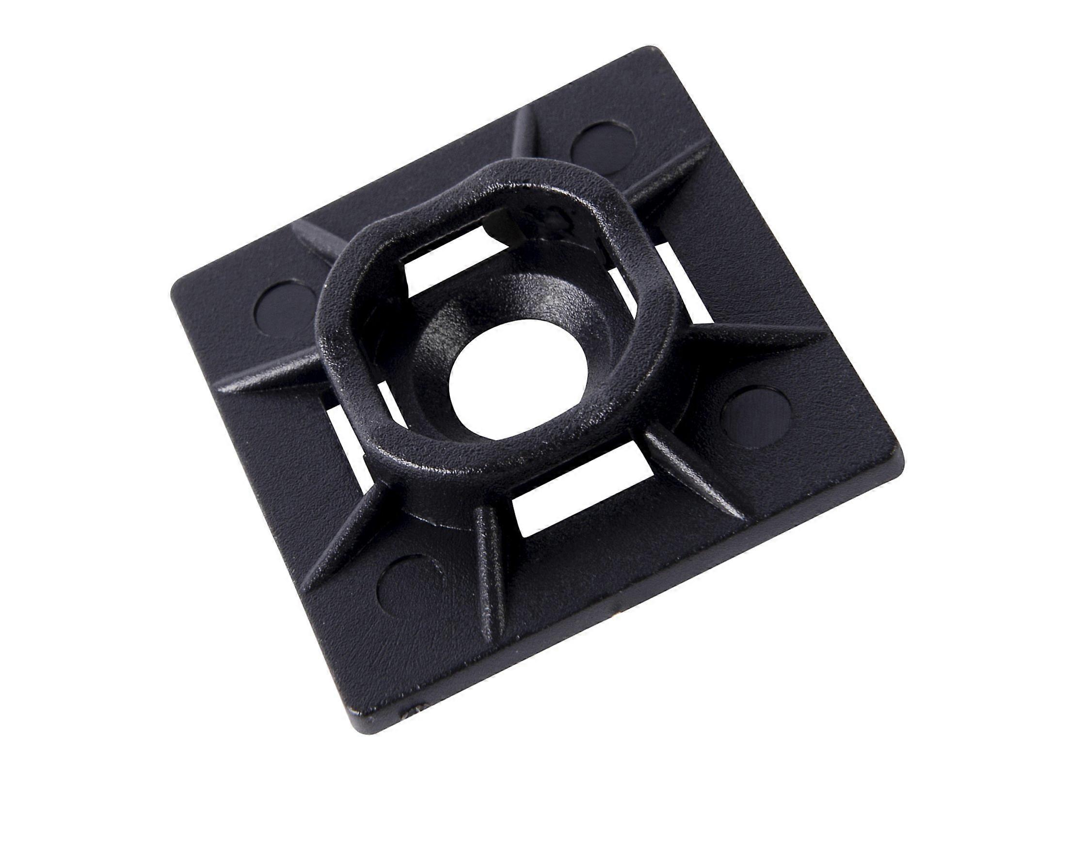 SecuriTie CTMB1-100UVB Adhesive Lined Mounting Base, 1 Inch., Wire & Cord Management / Industrial / Household Use w/ Nylon Zip Tie, 100 Pk, UV Black
