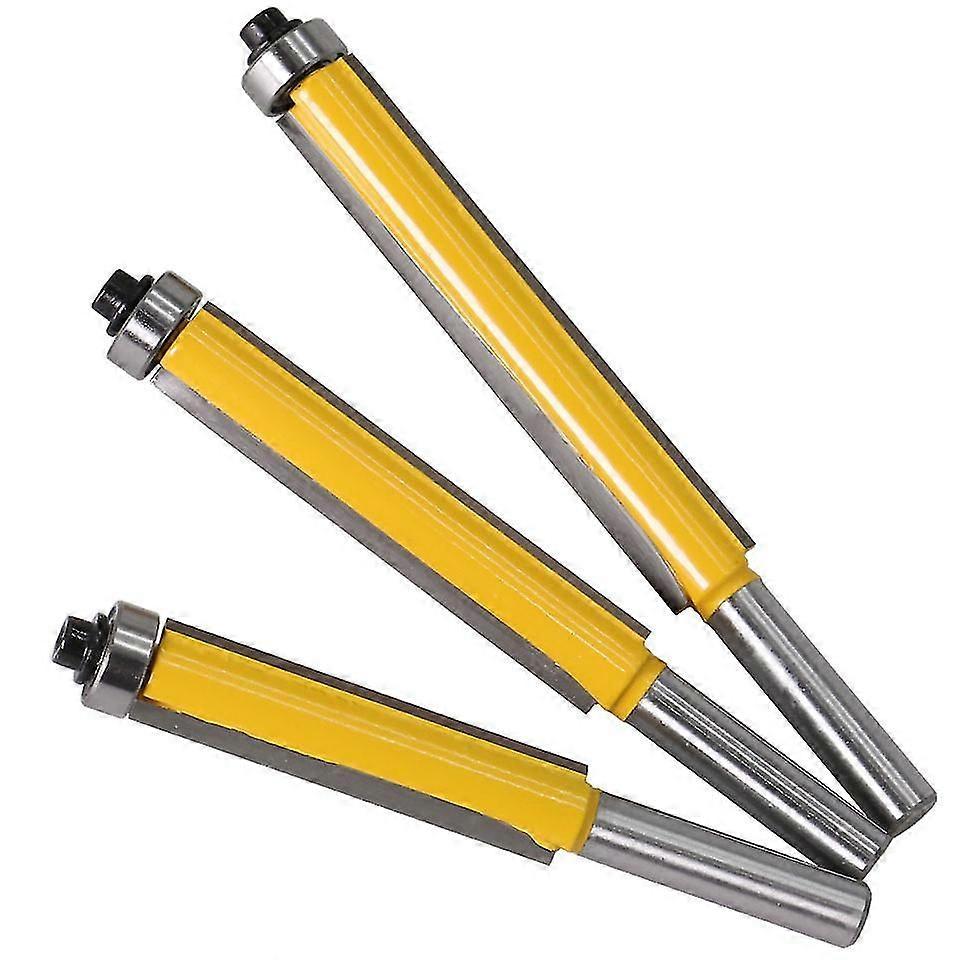 3 Pcs Top Bottom Bearing Flush Trim Router Bit Set, 1/2 Inch Shank Pattern Flush Trimmer Router Bits Woodworking Trimming Milling Cutter Tool