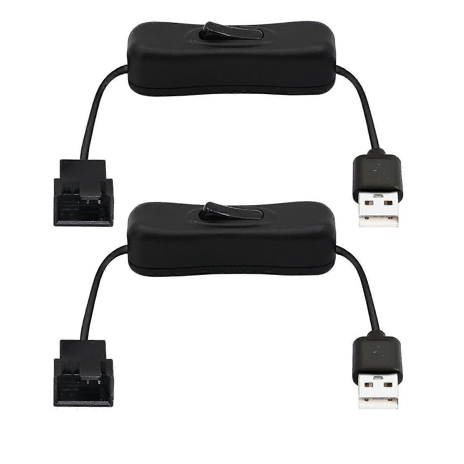 30cm Usb To 3-pin / 4-pin Pwm 5v Usb Sleeve Fan Power Aapter Cable, With On/off Toggle(2-pack