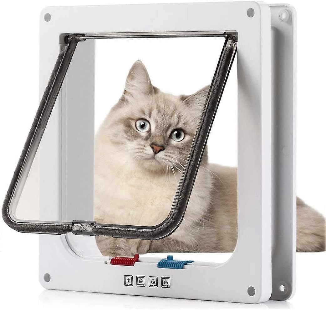 Cat Door Flap X-Large 11" x 9.8", 4-Way Locking Weatherproof Pet Door for Cats and Dogs, Up to 27.54 lb, White