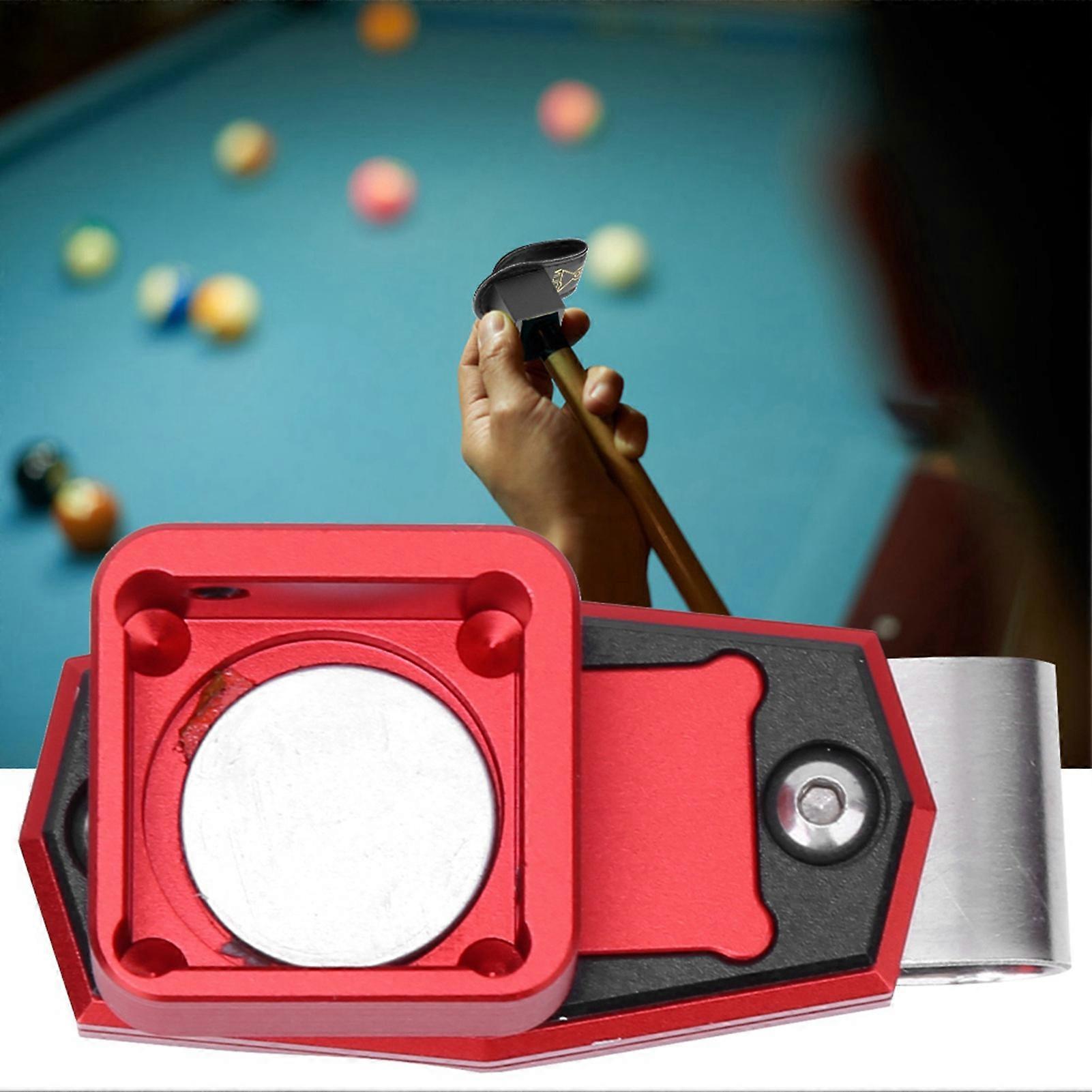 Mini Portable Magnetic Billiard Cue Chalk Holder Box with Fixed Clip Pool Snooker Sports Accessoriesred